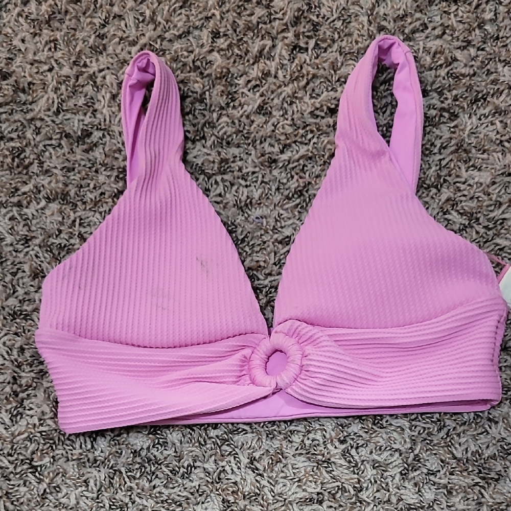 L*Space Pink Ribbed Knot Bikini Top